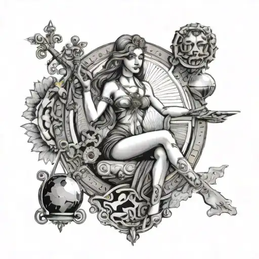 A Tarot Card With A Woman And A Libra Sign