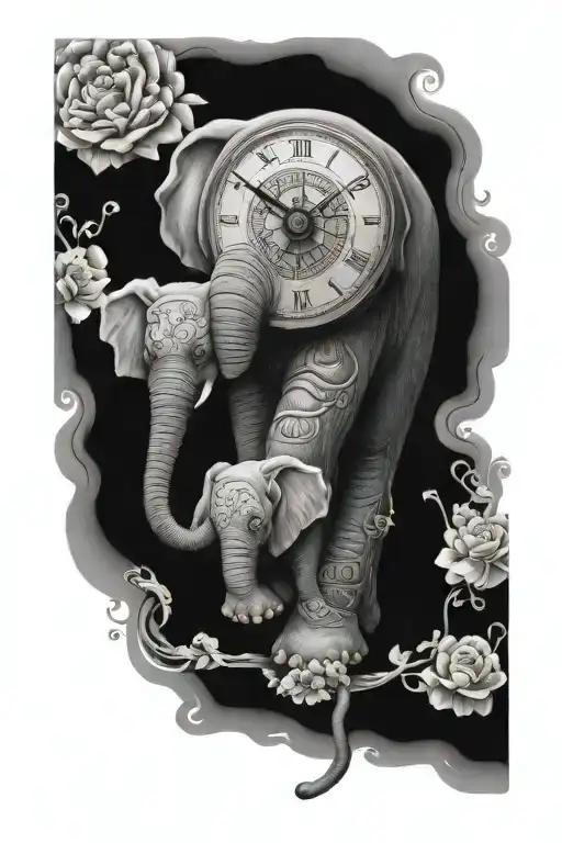 Clocks Baby Feet Prints And Date Of Birth Elephant