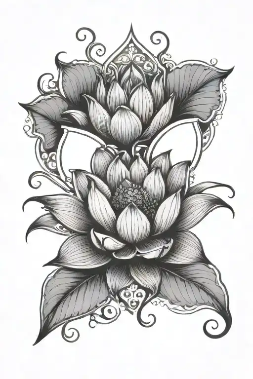 Lotus And Magnolia And Fluer De Lis Symbol Incorporated