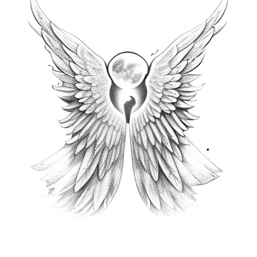 Car Back With Angel Wings Drive Away