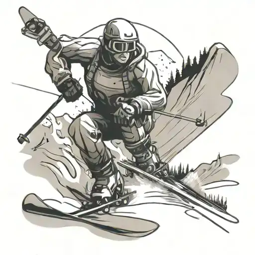 Skier Skiing Down The Mountain