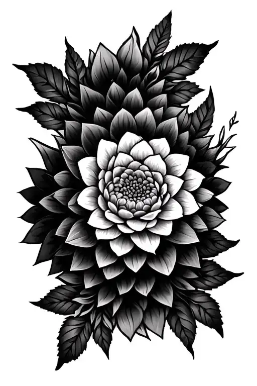 Dahlia And Mandala Arm Sleeve With Color And Geometric Aspects