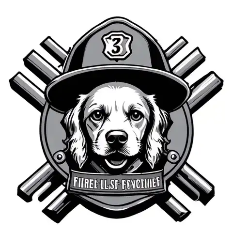 Firefighter Maltese With 37 In The Middle