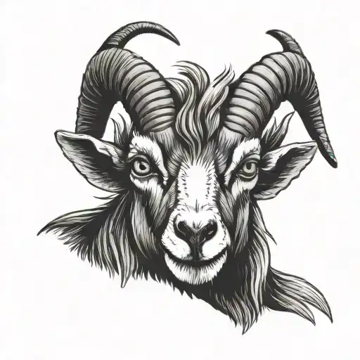 Head Of Black Goat With Three Eyes