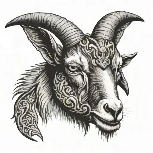 Head Of Black Goat Looking Straight Menacingly