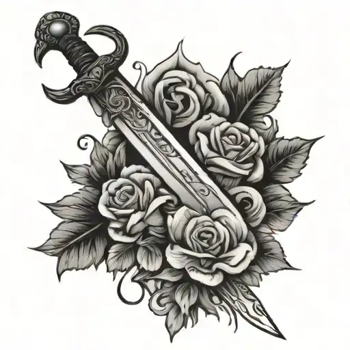 Sword Surrounded By Flowers