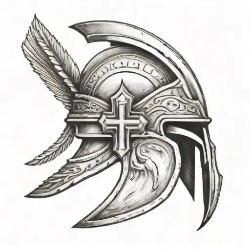 A Spartan Helmet With A Cross
