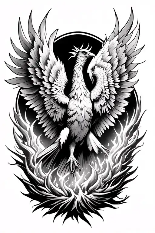 Detailed Phoenix Rising From The Ashes