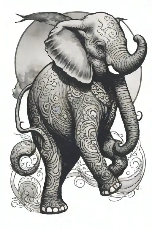 An Elephant Holding The Moon