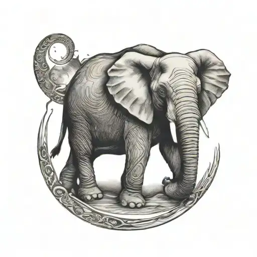 A Simple Elephant Holding The Moon In Its Trunk