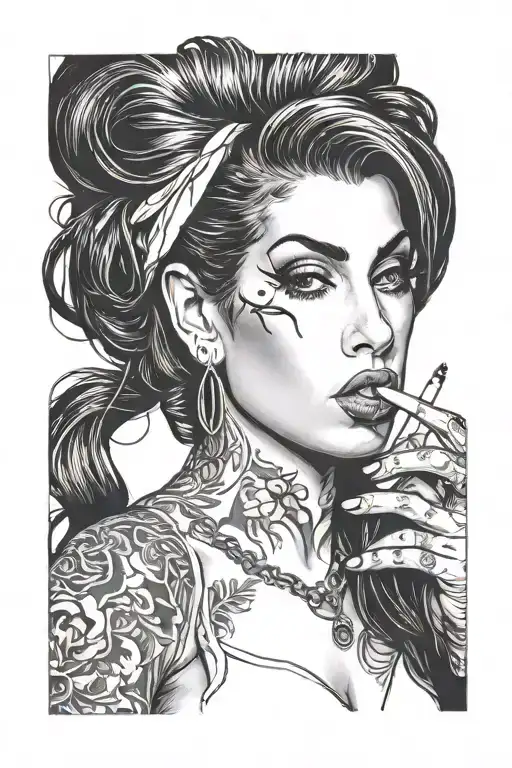 Amy Winehouse With Cigarette Smoke In The Background