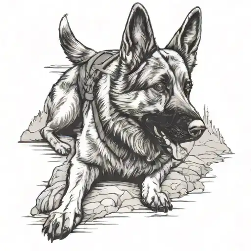 German Shepherd In War Scene