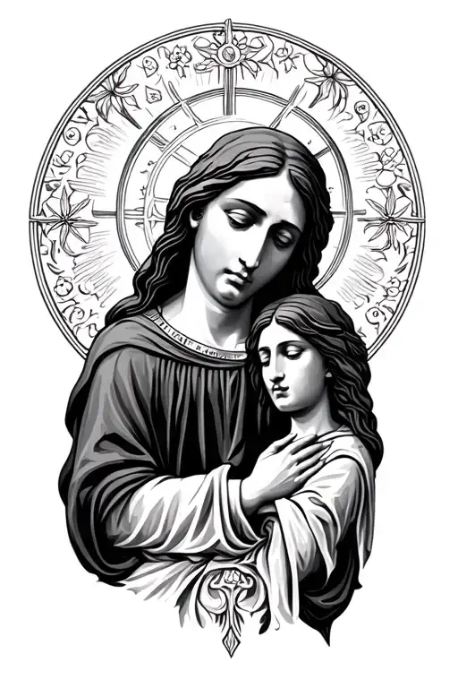 Mother Mery Looking Over Jesus Christ