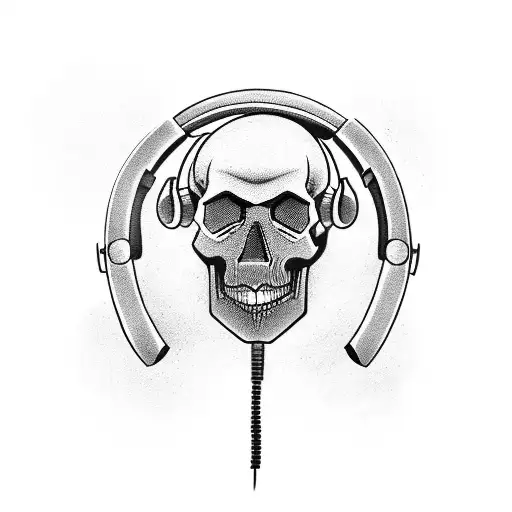 A Gangster-inspired Tattoo Featuring A Skull Wearing A Techno Dj Headset