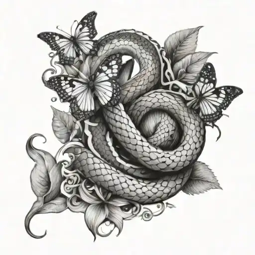 Snake With Butterflies