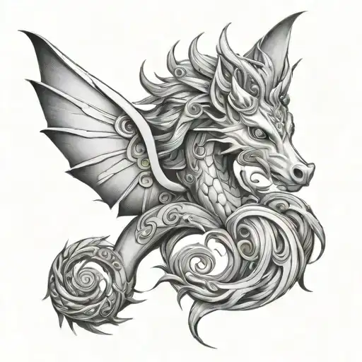 Creative Mythical Animal Grey And Black Grey