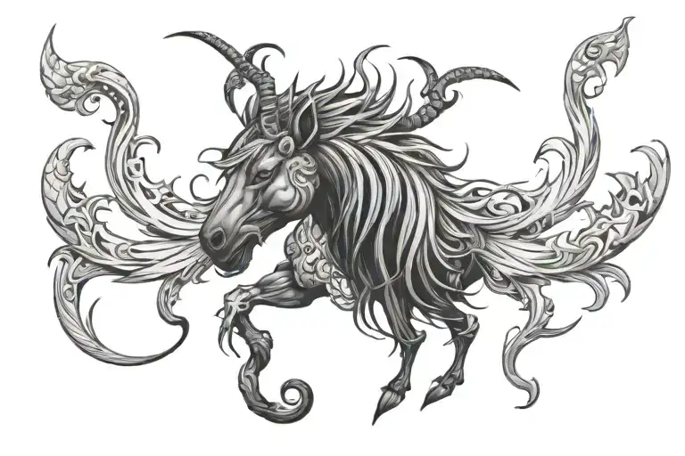 Creative Mythical Animal Grey And Black Grey