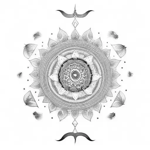 A Mandala-inspired Tattoo Featuring Vegan Symbols And Elements Of Indian Art