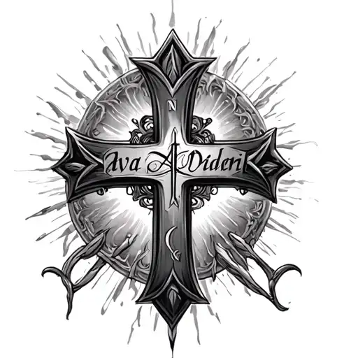 Christian Cross Incorporated With Names Ava And Aiden Pagani