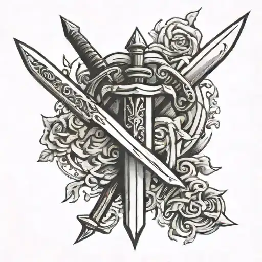 Crossed Sword Tattoo Minimalist Small