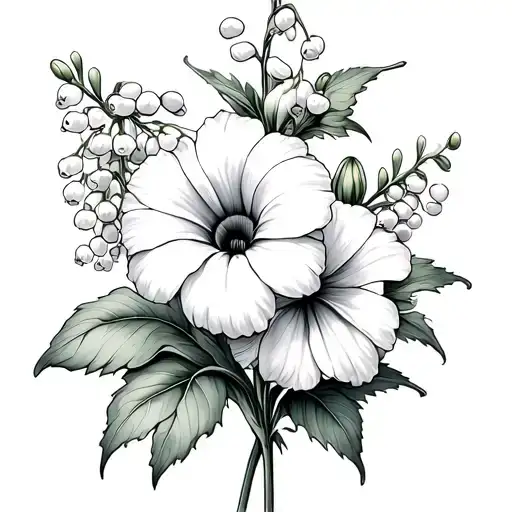 Daisy And Morning Glory And Lily Of The Valley Intertwined