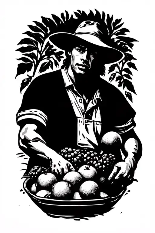 Hispanic Farm Worker Who Is Picking Fruit