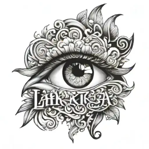 Lakia Name Tattoo In Black And White Inside A Eye