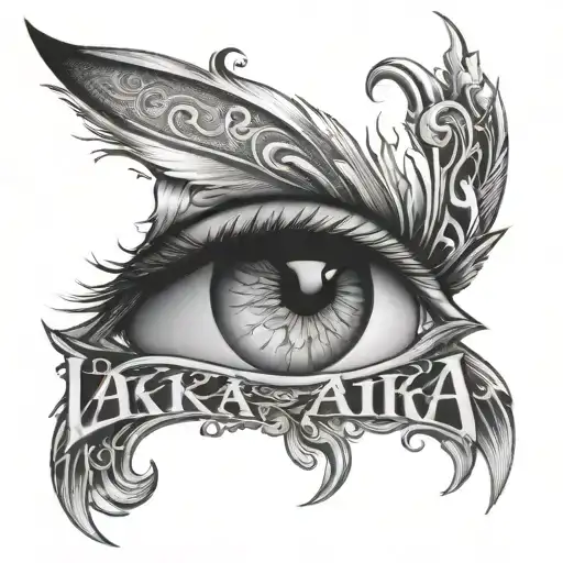 Lakia Name Tattoo In Black And White Inside A Eye Male