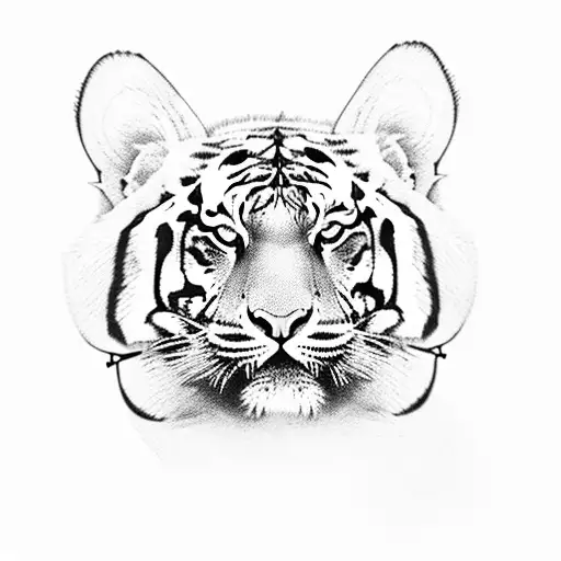 A Tribal-inspired Tiger Head With Football Laces As Its Mane