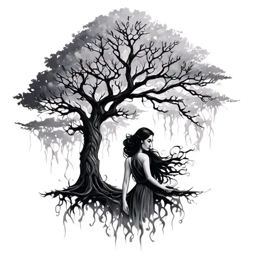 Woman And Tree Entangled