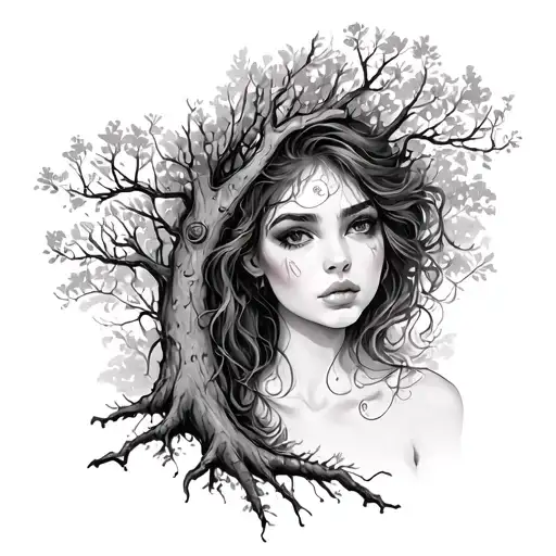 Woman And Tree Trunk For A Body