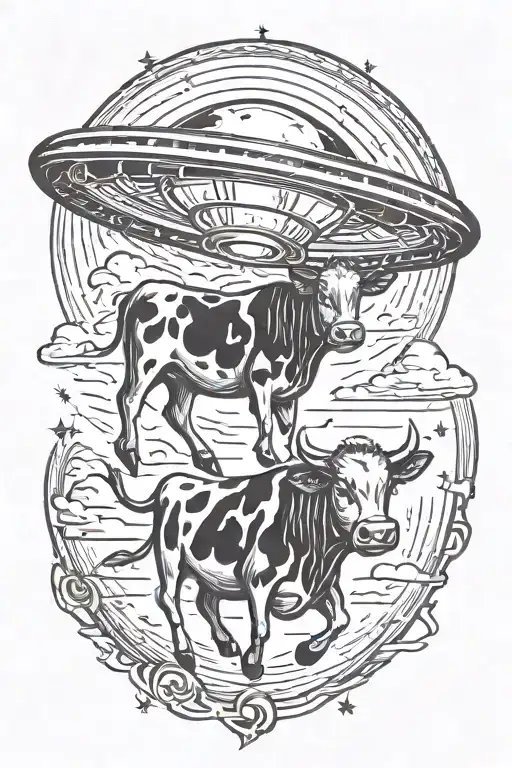 Cow Getting Abducted By Ufo Beaming