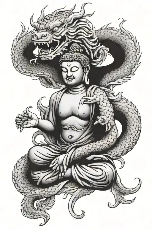 Buddha And Coiled Dragon
