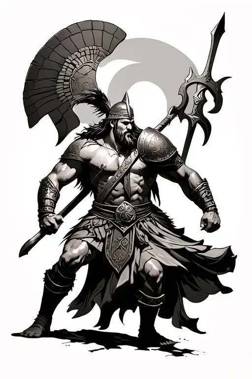 Viking Warrior Battling Spartan Warrior