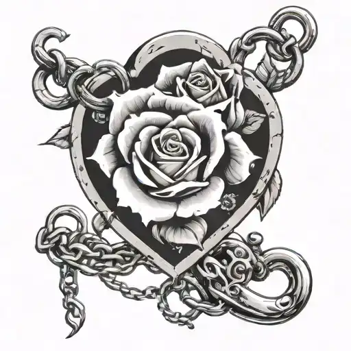 Lock Heart Rose Chain