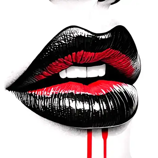 Black And Red Ombre Lip Tatto Idea