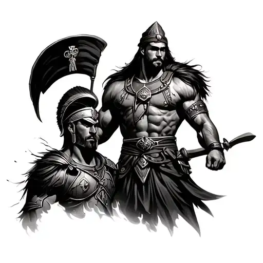 Boat Captain And Spartan Warrior