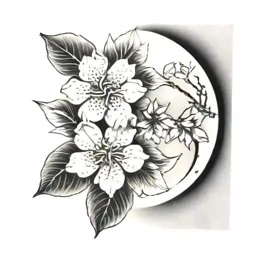 Sakura Flower And Moon