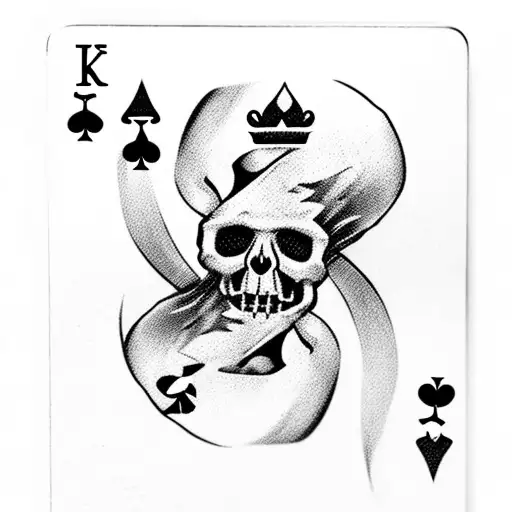 King Of Hearts Playing Card Skull