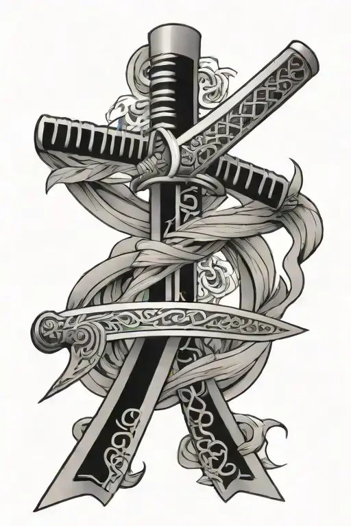 Katana Sword Crossed Together