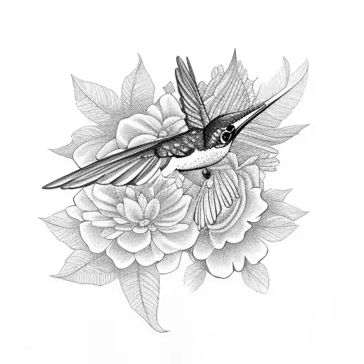 Flower Sleeve With Hummingbird And Monarch