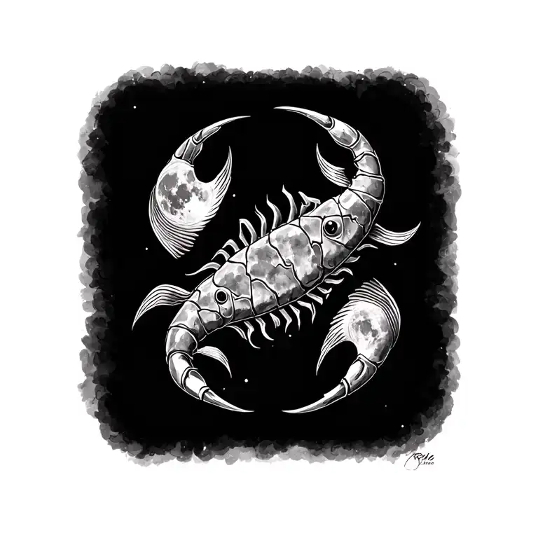 Symbol Scorpio And Pisces And A Full Moon