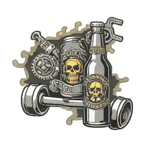 A Beer Bottle With A Sports Jersey Label And Gear As The Background