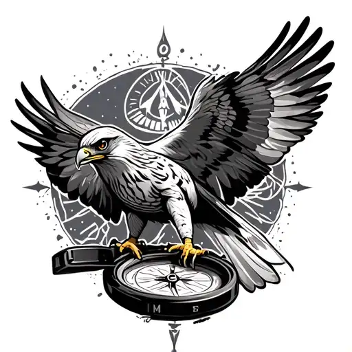 A Falcon Carying A Compass Surrounded