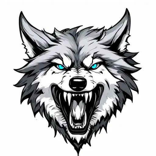 Wolf Demon Sharp Teeth Blue Eyes