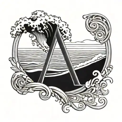 A Beach Wave And Greek Letters