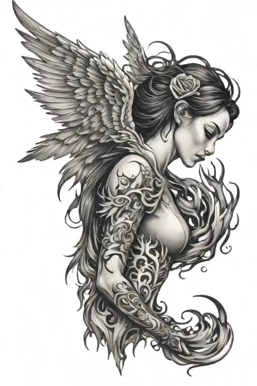 Woman Rising From The Ashes As A Phoenix