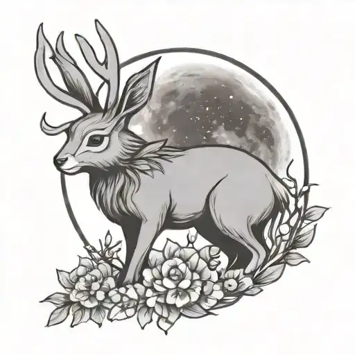 Girly Jackalope And Moon