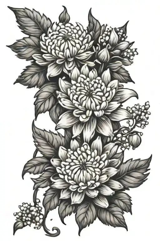 Chrysanthemum With Lily Of The Valley