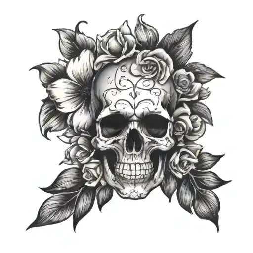Skull And Flowers
